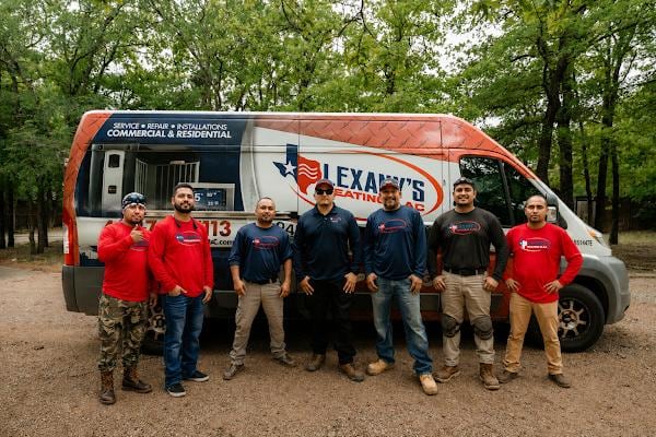 The Lexany's Heating & AC crew in front of the company van in Forney, TX